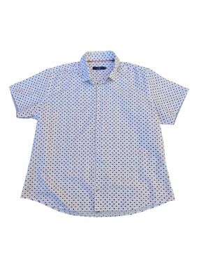 Men's Stone Rose Casual Button Down Shirt XXL White Red Hat Print